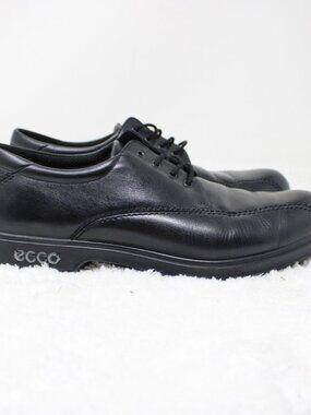 ECCO Golf Shoes Mens 8.5 EU 42 Black Leather Oxford Spiked Lace Up Athletic